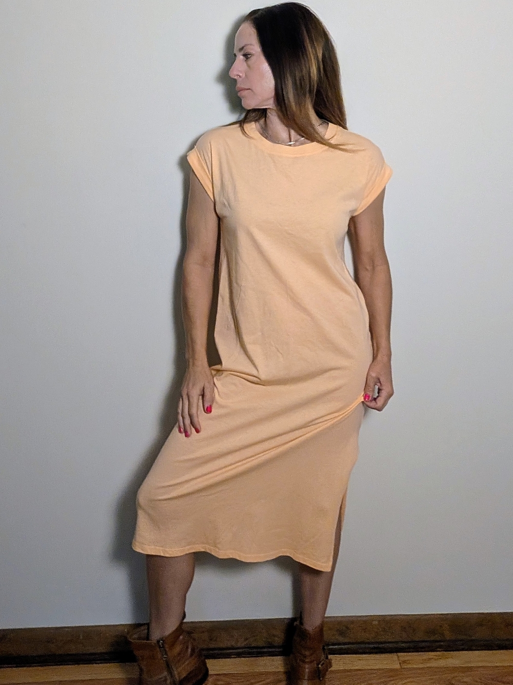 LA Relaxed Peach Midi Dress (NWT, Size Small) MADE IN L.A.